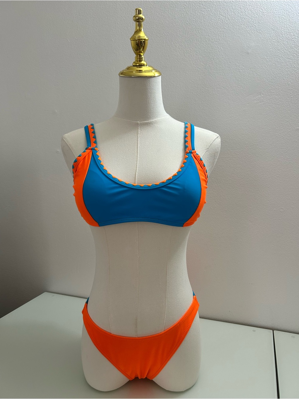 Blue & Orange Scoop Neck Women’s Swim Bikini